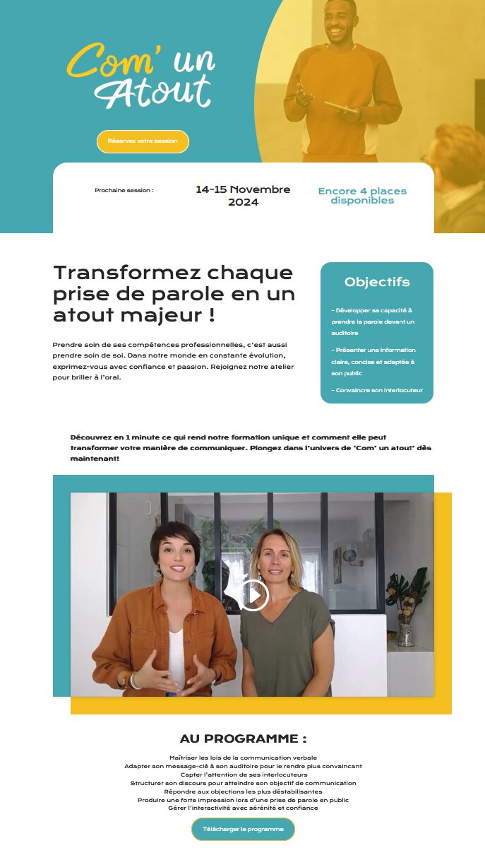 Affiche du programme de formation 'Com' un Atout'
