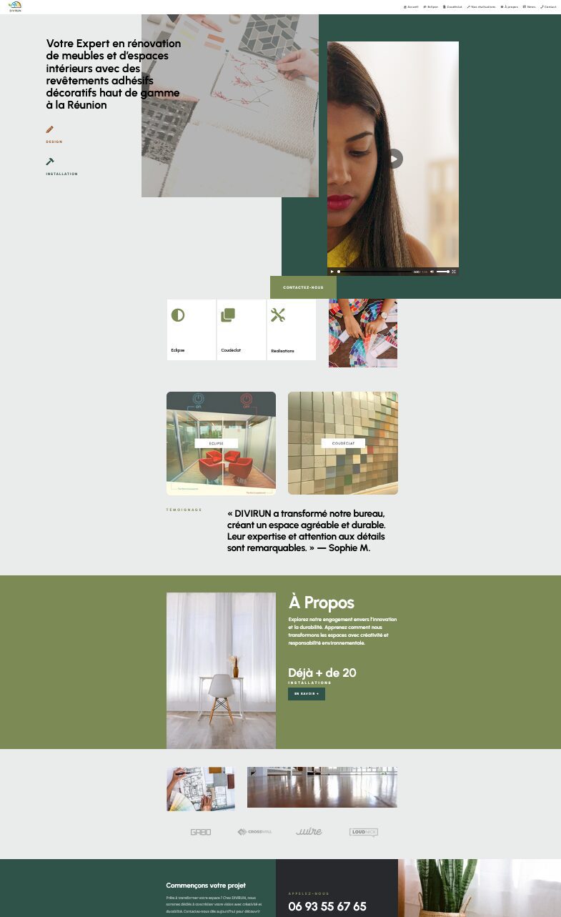 Page Web d'entreprise de rénovation d'intérieurs