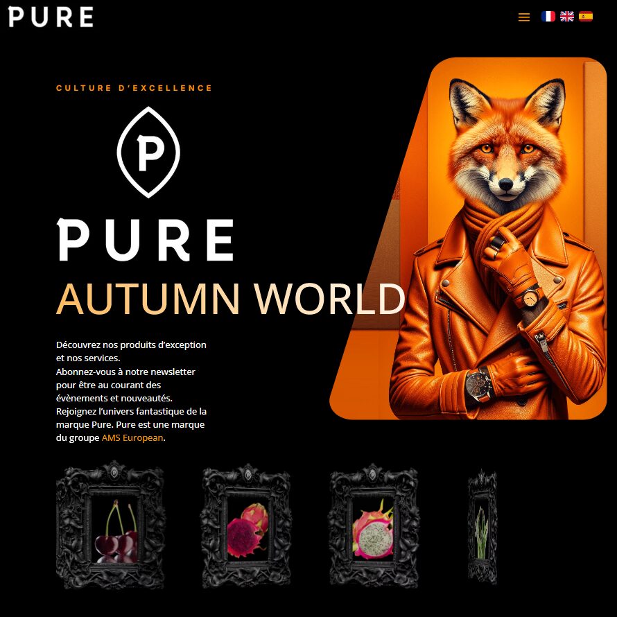 Renard stylisé en veste cuir pour publicité Pure
