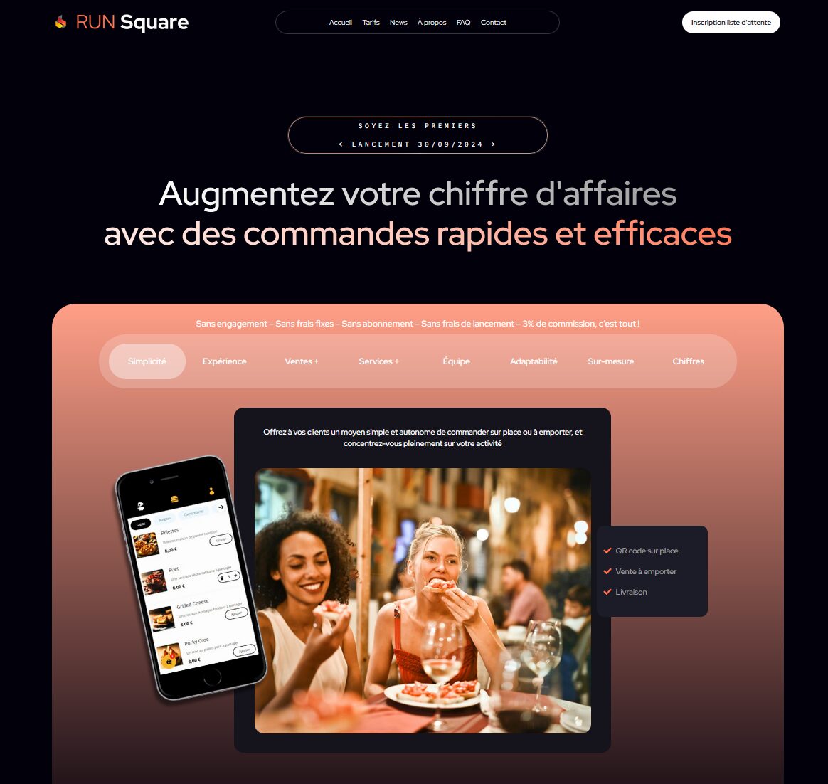 Femmes dînant, appli mobile de commande de repas