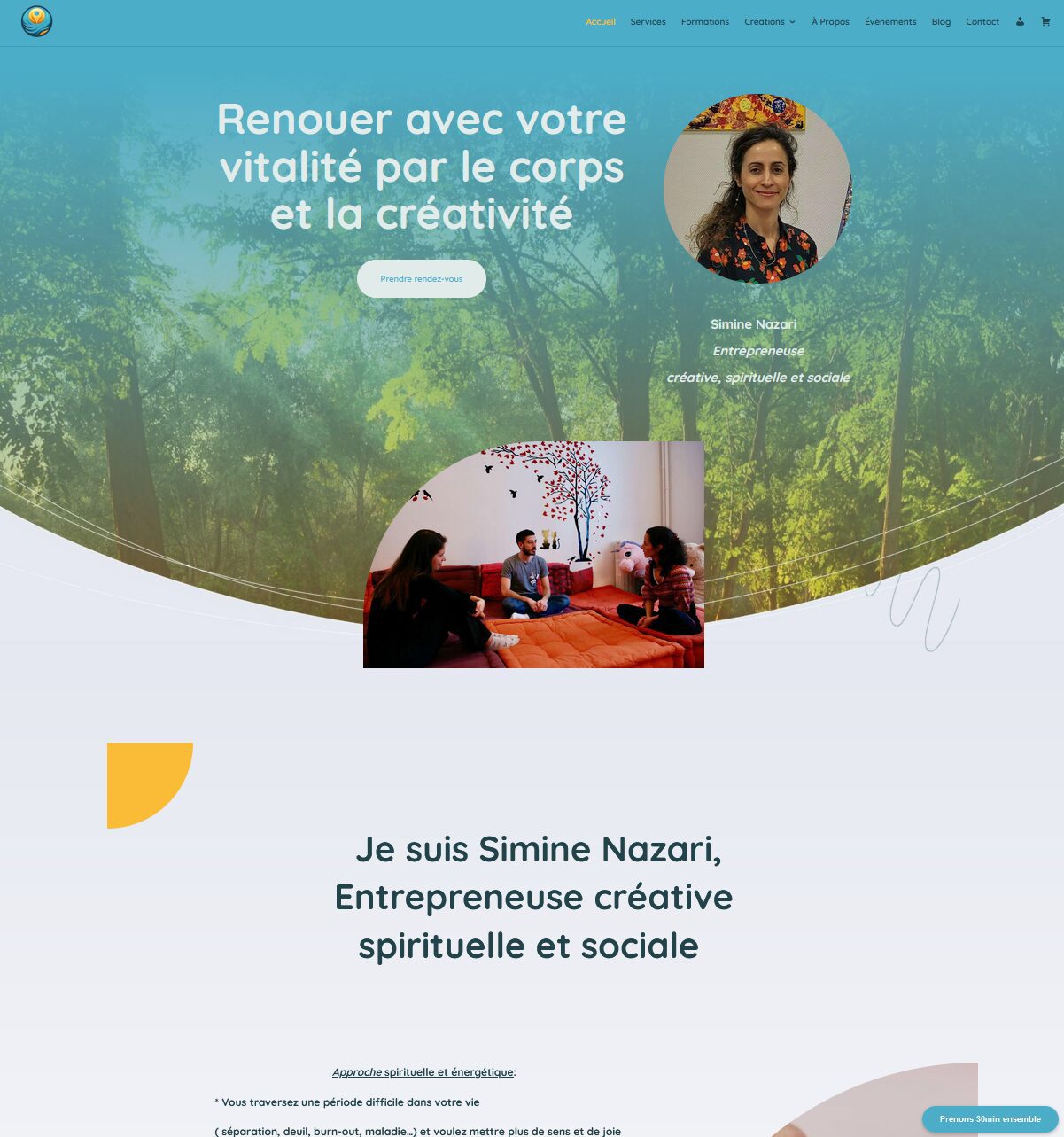 Site web de Simine Nazari, entrepreneuse créative.